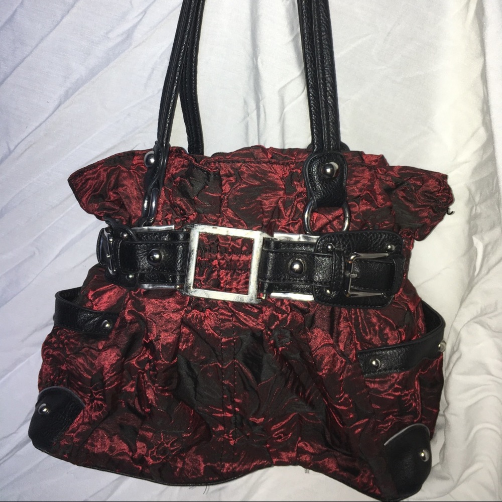Wilson’s leather red and black scrunched vinyl